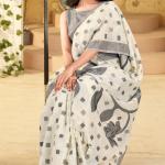 Ornate Beige Cotton Silk Saree With Ebullience Blouse Piece