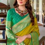 Extraordinary Mustard Soft Banarasi Silk Saree With Scrupulous Blouse Piece