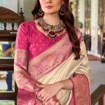 Redolent Beige Soft Banarasi Silk Saree With Ebullience Blouse Piece