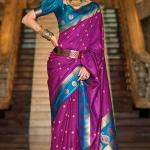 Preferable Purple Soft Banarasi Silk Saree With Jubilant Blouse Piece