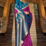 Preferable Purple Soft Banarasi Silk Saree With Jubilant Blouse Piece