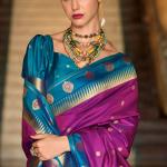 Preferable Purple Soft Banarasi Silk Saree With Jubilant Blouse Piece