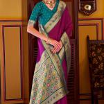 Enchanting Purple Pure Zari Weaving Banarasi Silk Saree With Embellished Blouse Piece