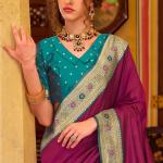 Enchanting Purple Pure Zari Weaving Banarasi Silk Saree With Embellished Blouse Piece
