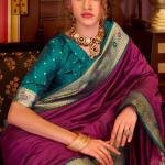Enchanting Purple Pure Zari Weaving Banarasi Silk Saree With Embellished Blouse Piece