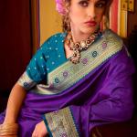 Forbearance Royal Purple Pure Zari Weaving Banarasi Silk Saree With Beleaguer Blouse Piece