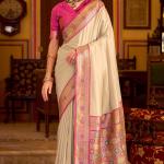 Vibrant Beige Pure Zari Weaving Banarasi Silk Saree With Dazzling Blouse Piece
