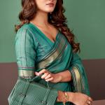 Glittering Sea Green Cotton Silk Saree With Desirable Blouse Piece