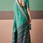 Glittering Sea Green Cotton Silk Saree With Desirable Blouse Piece