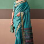 Woebegone Rama Cotton Silk Saree With Adorable Blouse Piece