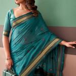 Woebegone Rama Cotton Silk Saree With Adorable Blouse Piece