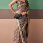Girlish Brown Cotton Silk Saree With Vestigial Blouse Piece
