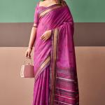 Exceptional Dark Pink Cotton Silk Saree With Designer Blouse Piece