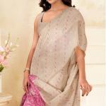 Smashing Beige Pure Munga Cotton Saree With Opulent Blouse Piece