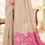 Smashing Beige Pure Munga Cotton Saree With Opulent Blouse Piece