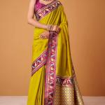 Gorgeous Mustard Banarasi Satin Silk Saree With Prodigal Blouse