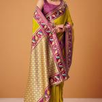 Gorgeous Mustard Banarasi Satin Silk Saree With Prodigal Blouse