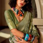Vivacious Green Soft Banarasi Tissue Silk Saree With Excellent Blouse Piece