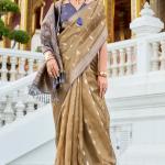 Moiety Brown Soft Banarasi Silk Saree With Smart Blouse Piece