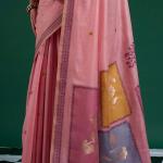 Scintillating Pink Jamdani Cotton Silk Saree With Arresting Blouse Piece