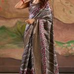 Verdant Dark Grey Digital Printed Dola Silk Saree With Mellifluous Blouse Piece