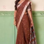 Skinny Brown Cotton Silk Saree With Felicitous Blouse Piece