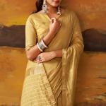 Tremendous Beige Cotton Silk Saree With Stunner Blouse Piece