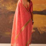 Ephemeral Red Cotton Silk Saree With Skinny Blouse Piece