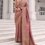 Fragrant Pink Banarasi Tissue Silk Saree With Ailurophile Blouse Piece