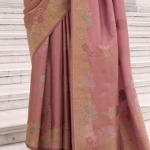 Fragrant Pink Banarasi Tissue Silk Saree With Ailurophile Blouse Piece