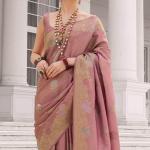 Fragrant Pink Banarasi Tissue Silk Saree With Ailurophile Blouse Piece