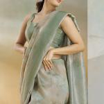Panache Pista Digital Printed Soft Silk Saree With Petrichor Blouse Piece