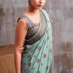 Diaphanous Sky Cotton Silk Saree With Moiety Blouse Piece