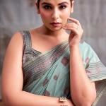 Diaphanous Sky Cotton Silk Saree With Moiety Blouse Piece