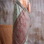 Diaphanous Sky Cotton Silk Saree With Moiety Blouse Piece