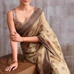 Excellent Beige Cotton Silk Saree With Supernal Blouse Piece