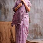 Whimsical Lavender Cotton Silk Saree With Vibrant Blouse Piece