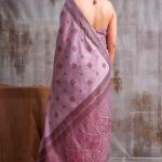 Whimsical Lavender Cotton Silk Saree With Vibrant Blouse Piece