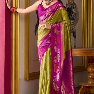 Ideal Mustard Soft Banarasi Silk Saree With Demesne Blouse Piece