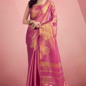 Petrichor Dark Pink Soft Banarasi Tissue Silk Saree With Devastating Blouse Piece