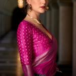 Sumptuous Dark Pink Banarasi Satin Silk Saree With Delectable Blouse