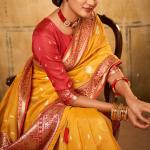 Flameboyant Yellow Soft Banarasi Silk Saree With Adoring Blouse Piece