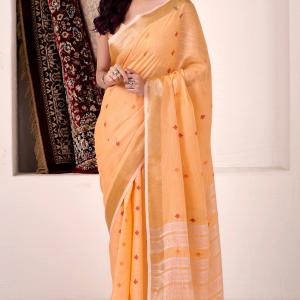 Supernal Orange Cotton Silk Saree With Capricious Blouse Piece