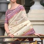 Quixotic Beige Cotton Silk Saree With Lustrous Blouse Piece