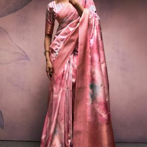 Desultory Pink Digital Printed Soft Silk Saree With Eloquence Blouse Piece