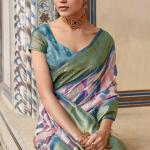 Snappy Baby Pink Digital Printed Soft Silk Saree With Seraphic Blouse Piece