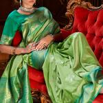Sumptuous Sea Green Soft Banarasi Silk Saree With Incredible Blouse Piece