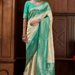 Quixotic Beige Soft Banarasi Silk Saree With Ineffable Blouse Piece