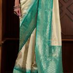 Quixotic Beige Soft Banarasi Silk Saree With Ineffable Blouse Piece