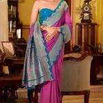 Nebula Magenta Pure Zari Weaving Banarasi Silk Saree With Classy Blouse Piece